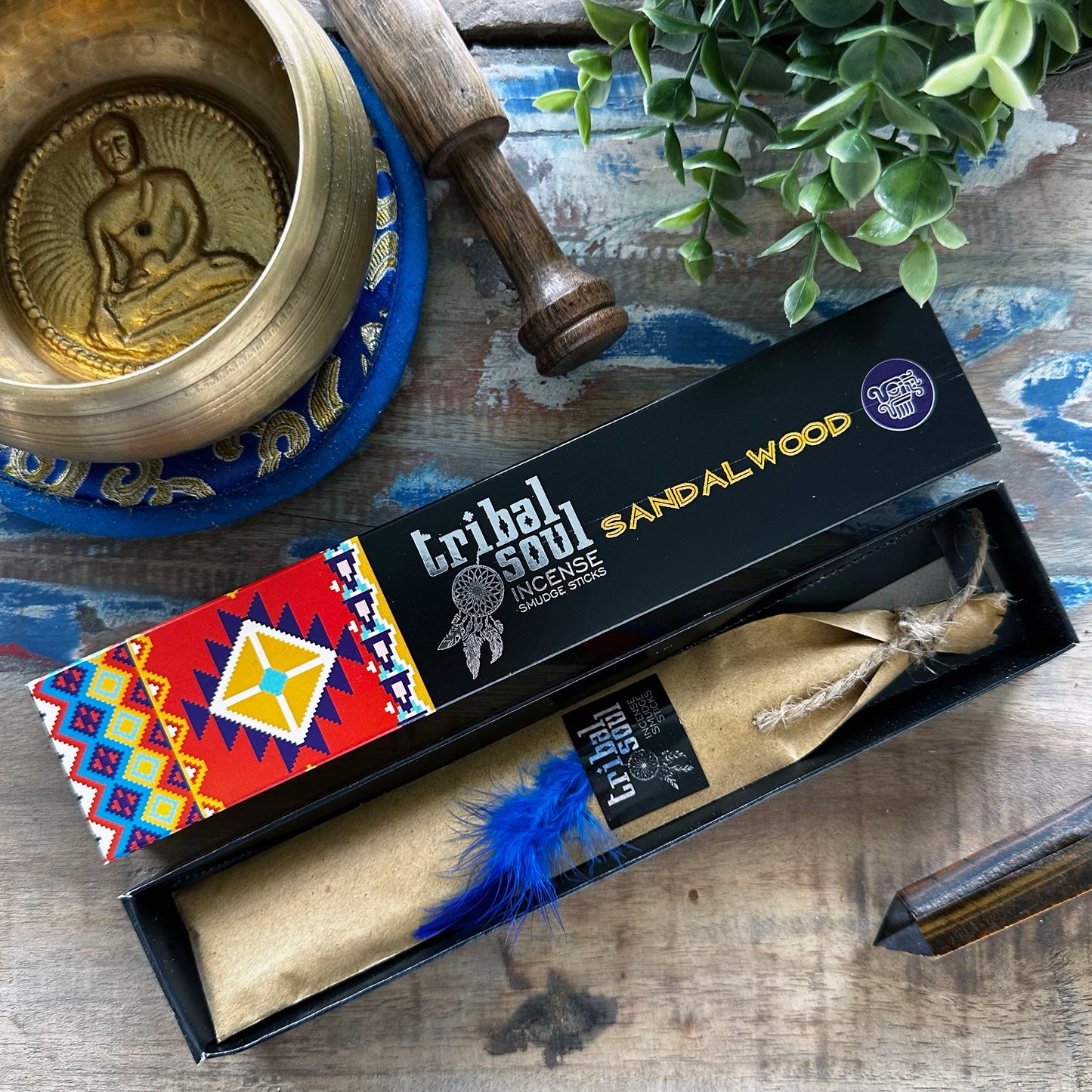 Immerse your sacred space in the calming, earthy scent of Tribal Soul Sandalwood Incense Sticks. Handcrafted with care, these incense sticks release a warm, creamy, and woody aroma known to soothe the mind, enhance meditation, and purify your environment. Sandalwood has been used for centuries in spiritual rituals to promote serenity, clarity, and inner peace.
Each stick burns slowly and evenly, creating a tranquil ambiance that lingers beautifully. Packaged in a beautifully designed box with a feather and