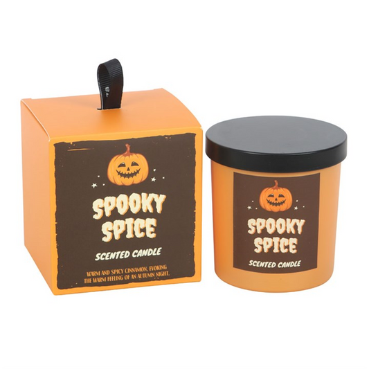 Summon the essence of autumn with the Spooky Spice Cinnamon Candle, hand-poured to release the fiery warmth of cinnamon into your sacred space. This classic seasonal scent wraps your home in comfort, making it perfect for Halloween gatherings, Samhain rituals, or simply curling up under candlelight on a chilly evening. With an approximate 18-hour burn time, its spicy fragrance lingers like a protective charm, bringing both energy and grounding to your space. An enchanting seasonal décor piece and a thoughtf