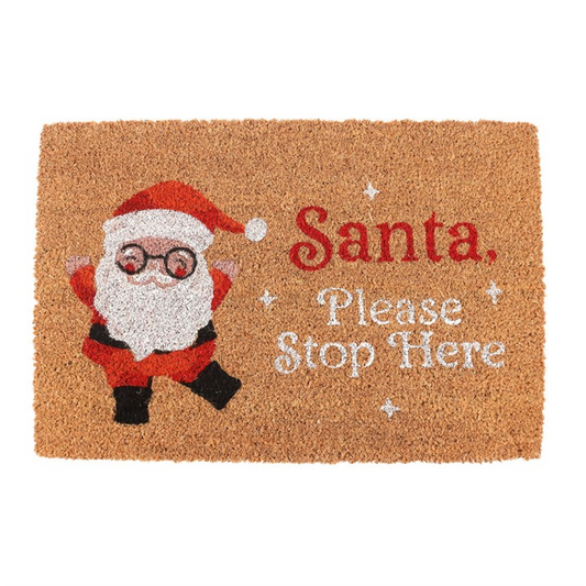 Natural Santa Claus Doormat – Santa Stop Here Christmas Welcome Mat