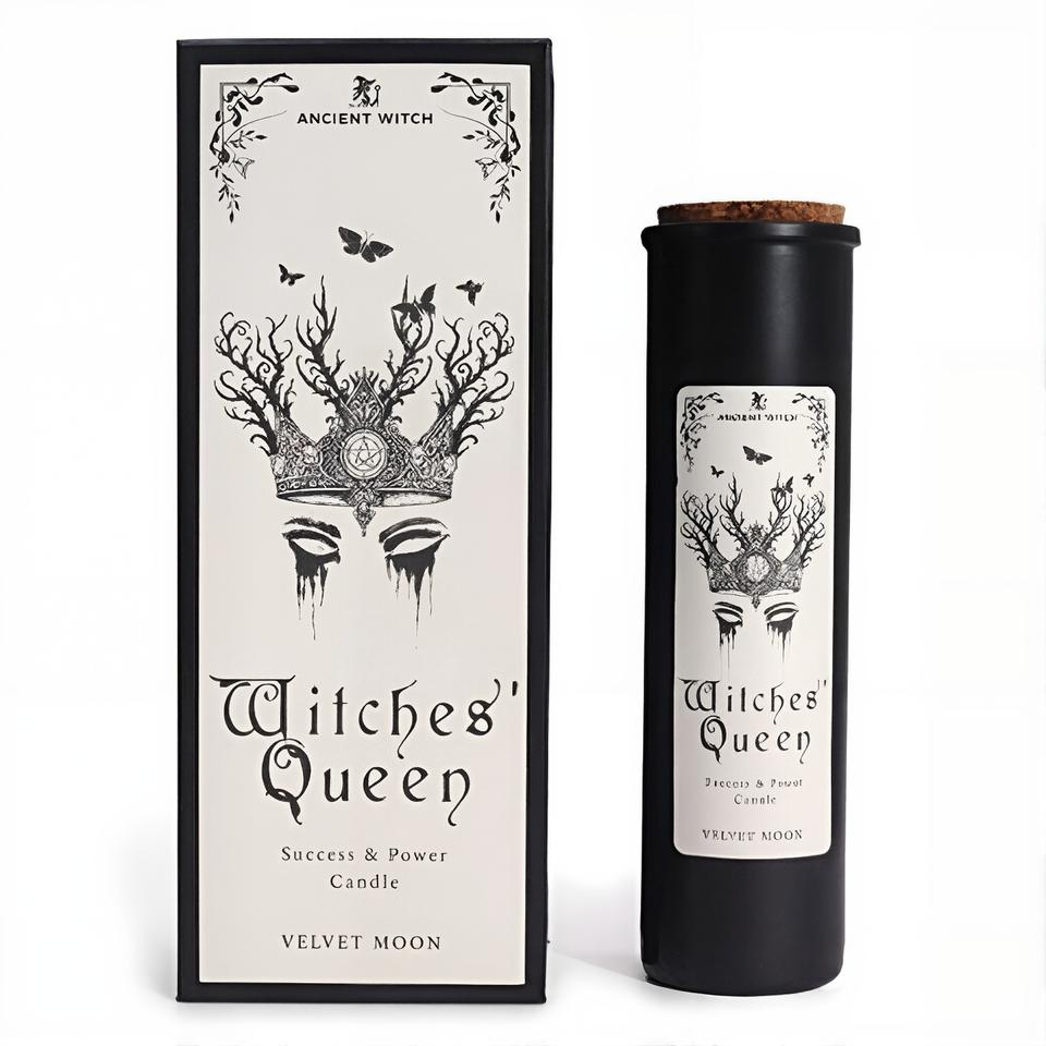 By root and flame, by wax and will—summon thy sovereign self. The Witches' Queen Candle is no idle flicker; it is the blaze of thine ambition. Cloaked in the scent of Velvet Moon—a blend as deep and daring as the night sky—it awakens inner dominion and dares thee to step into thy full, unrelenting power.
Adorned with a regal crown and shadow-winged moths, this sacred flame honors the journey of transformation through courage, wisdom, and unapologetic desire. Crafted for high priestesses, visionary spell-we