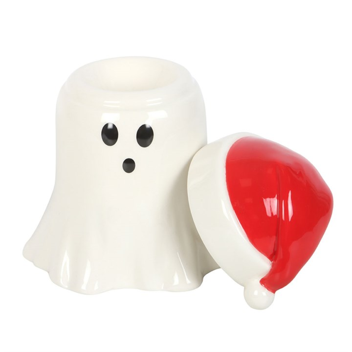 Ghost with Santa Hat Oil Burner and Wax Warmer – Spooky Yuletide Fragrance