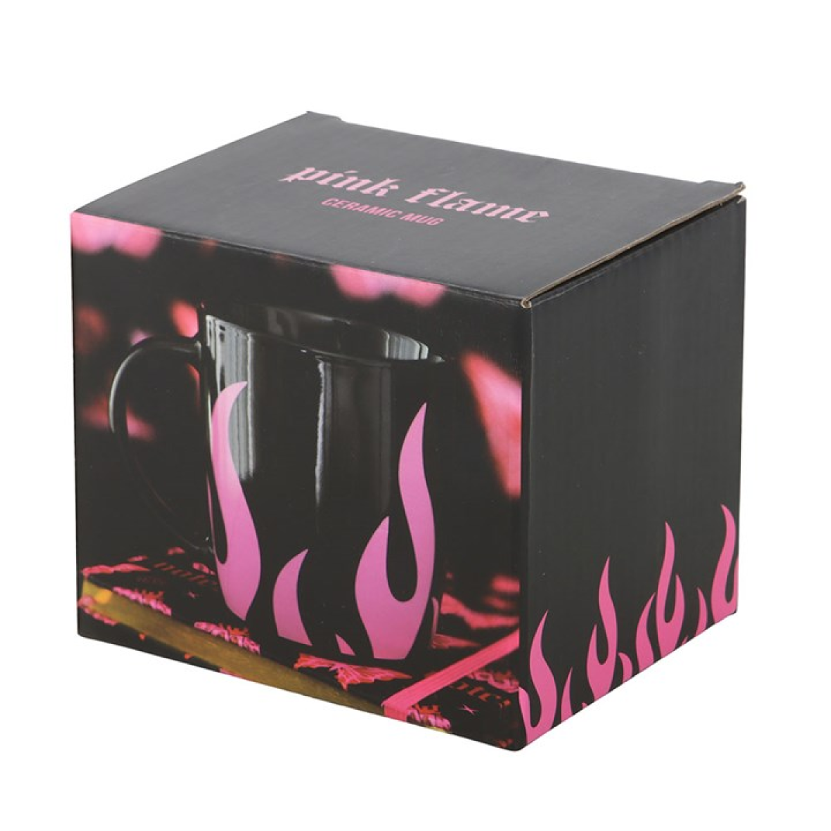 Pink Flame Mug – Bold Black Ceramic Coffee Cup for Fiery Souls