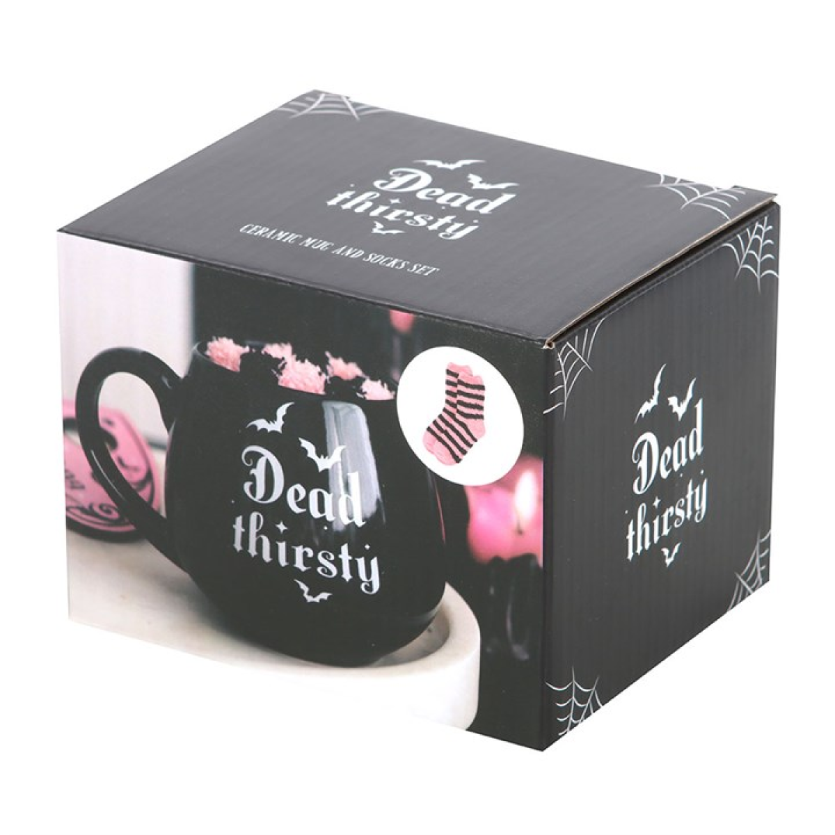 Dead Thirsty Mug & Socks Gift Set – Pink and Black Gothic Coffee Cup