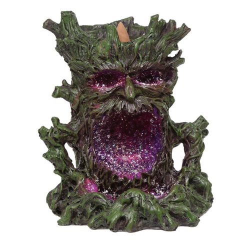 Standing 15cm tall with a 13cm width and 11.5cm depth, this Crystal Green Man LED Backflow Incense Burner requires 2 AA batteries (not included) to illuminate its enchanting display. When you light an incense cone, the smoke, heavier than air, cascades downward in mesmerizing swirls, flowing through the tower’s openings and pooling below in a mystical dance. Perfect for casting a spell of calm and focus in your home, office, teahouse, meditation space, or yoga studio, this burner invites a magical ambiance