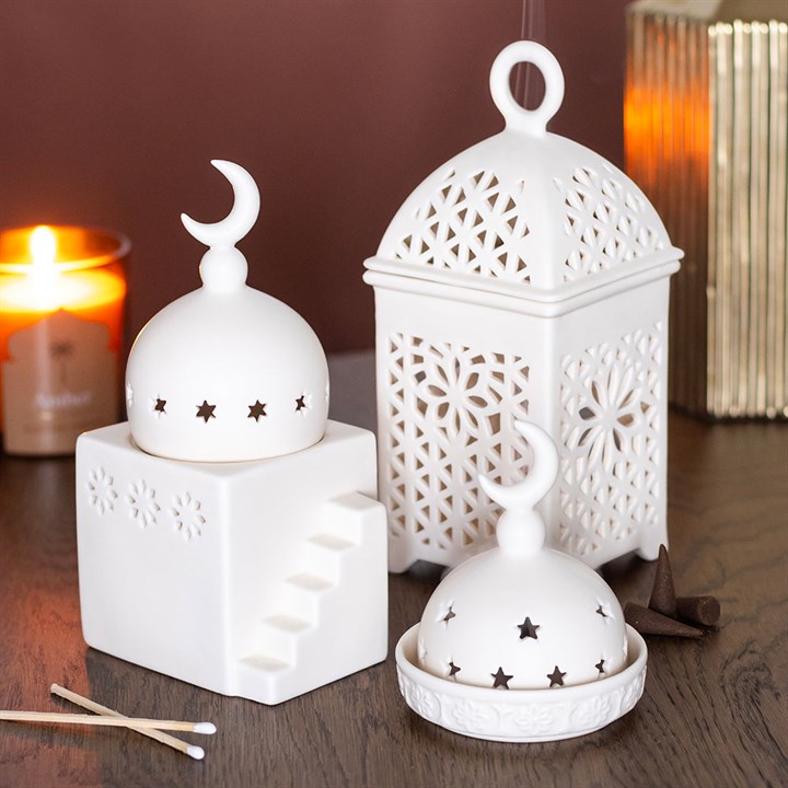 Mosque Incense Cone and Tealight Holder – Ceramic Spiritual Decor