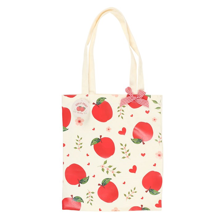 Carry your essentials in this stylish and eco-friendly tote bag, featuring a cheerful, red apple print and gingham bow perfect for shopping, school, or work. A thoughtful gift for those who appreciate both function and personality.