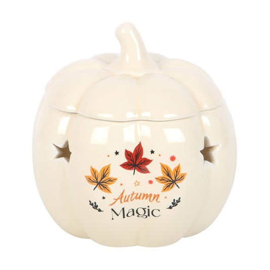 Set the mood for autumn evenings with this charming ceramic pumpkin oil burner, perfect for filling your space with seasonal fragrances. A thoughtful gift for anyone who appreciates the little joys of autumn. Recommended for use with fragrance oil diluted with water. Always remove the lid whilst in use.