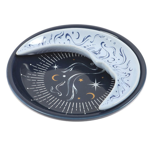 Summon a touch of lunar magic with the Blue Moon Stacking Trinket Dish. This mystical set features two moon-themed designs, crafted to nest together in a space-saving stack. Perfect for holding rings, crystals, charms, or sacred trinkets, these dishes bring celestial order to bedside tables or altar spaces. With their cosmic energy and practical beauty, they invite balance and intention into your craft. A thoughtful piece for witches, crystal keepers, and moon lovers alike.