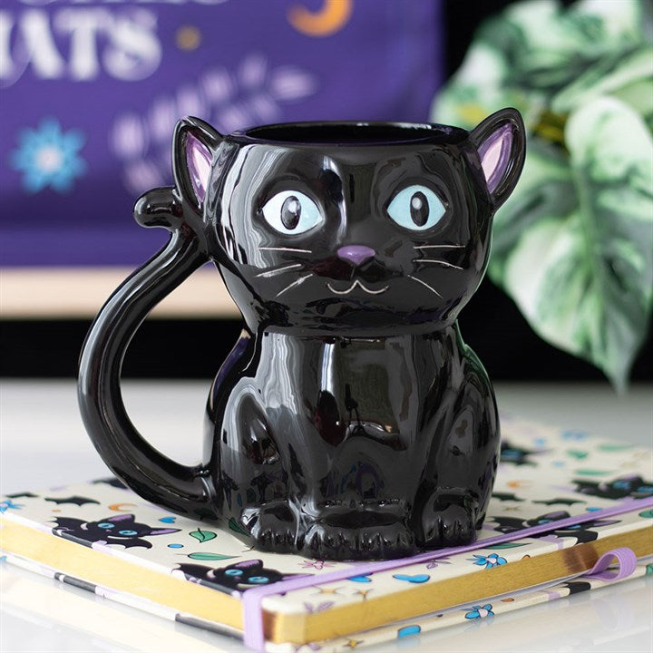 Cute and Creepy Black Cat Mug – Gothic Witchcraft Ceramic Cup