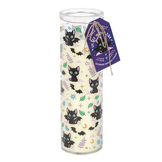 Call upon the playful yet mysterious spirit of the cat with the Cute and Creepy Cat Print Lavender Tube Candle. Infused with the calming scent of lavender, this candle soothes the mind while its gothic feline design enchants the eye. A perfect blend of charm and shadow, it makes an ideal addition to any witch’s altar, ritual space, or mystical home décor. Whether used for spell work, meditation, or simply to weave a calming atmosphere, this candle’s eerie yet endearing design makes it a treasured gift for c
