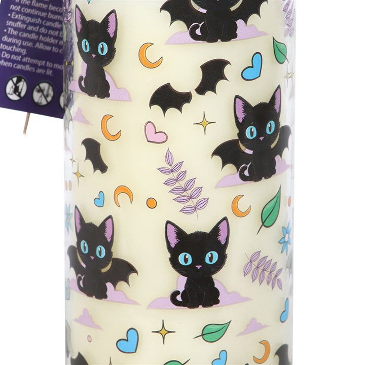 Cute and Creepy Cat Print Lavender Tube Candle | Witchy Gothic Décor