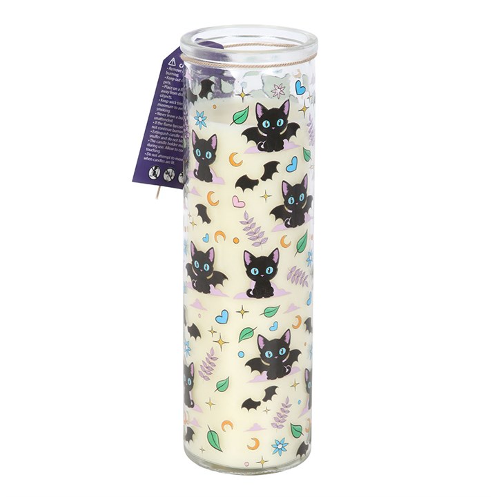 Cute and Creepy Cat Print Lavender Tube Candle | Witchy Gothic Décor