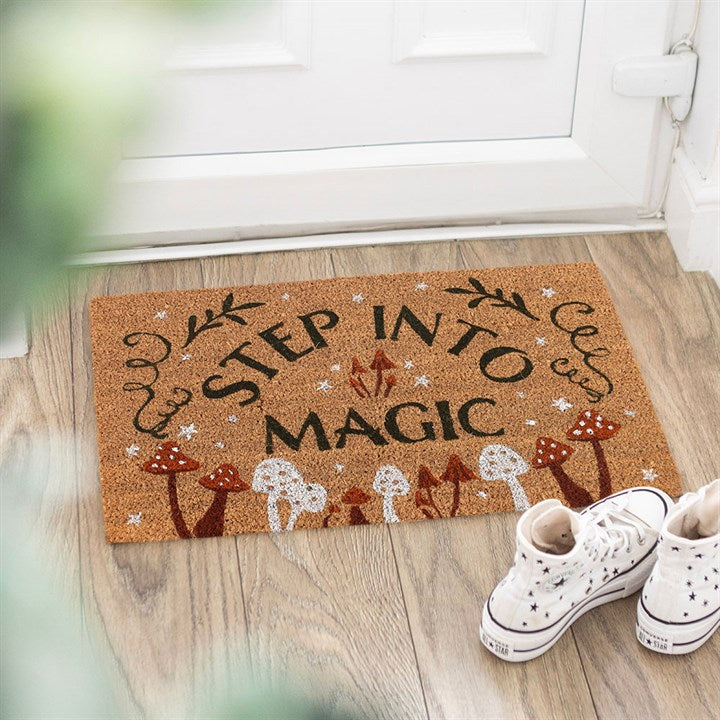 Step through the veil between the ordinary and the enchanted with our Natural Step Into Magic Doormat. Adorned with charming mushrooms and the inviting phrase "Step Into Magic," this doormat welcomes guests with a touch of woodland whimsy and mystical charm. Perfect for sheltered or indoor spaces, it sets the tone for a home where magic lingers in every corner. Please note, to preserve its enchanting design, it is best kept away from harsh weather, as exposure may cause fading. Embrace the magic at your doo