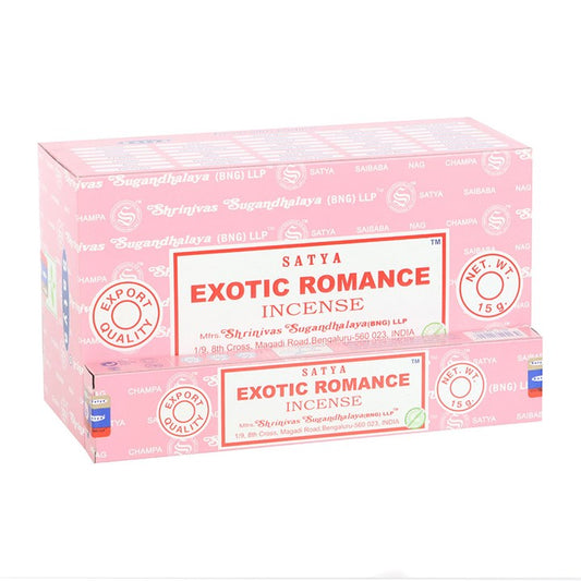 Box of Satya Exotic Romance Incense on a white background
