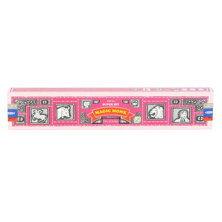 Stock up on the bestselling Satya brand with this box of incense sticks, featuring 12 packs of Superhit Magic Monk incense. Known for its earthy and spicy notes with hints of herbal musk, Magic Monk inspires calm and improves mental focus. Sold as a display of 12 packs. Vegan and cruelty-free.