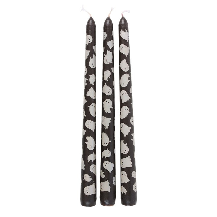 Spooky Ghost Taper Candle Set – Halloween Ritual Candles (Set of 3)