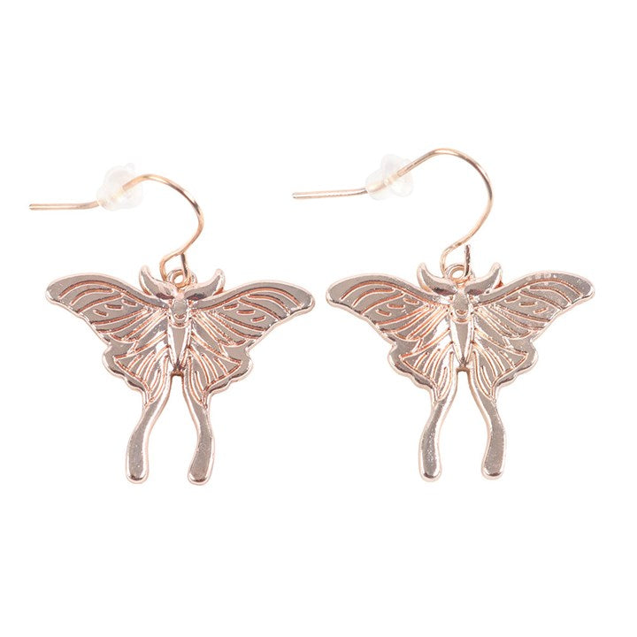 This ethereal pair of earrings features dangling nickel-free stainless steel luna moths, making it an elegant piece to add to any jewellery collection. The luna moth symbolises change, inner guidance and intuition, also representing timeless beauty.