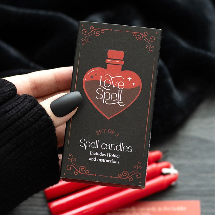 Ignite the flame of passion and call forth the power of ancient love magick with this enchanting set of 3 Love Spell Candles. Housed within a sliding matchbox-style case, these ritual candles are crafted to aid in attracting new love, deepening bonds, and strengthening romantic connections.
For centuries, witches and wise folk have worked with fire as a vessel for transformation—its flickering flame seen as the bridge between the seen and unseen. In love spells, candles have long been used to draw the eye