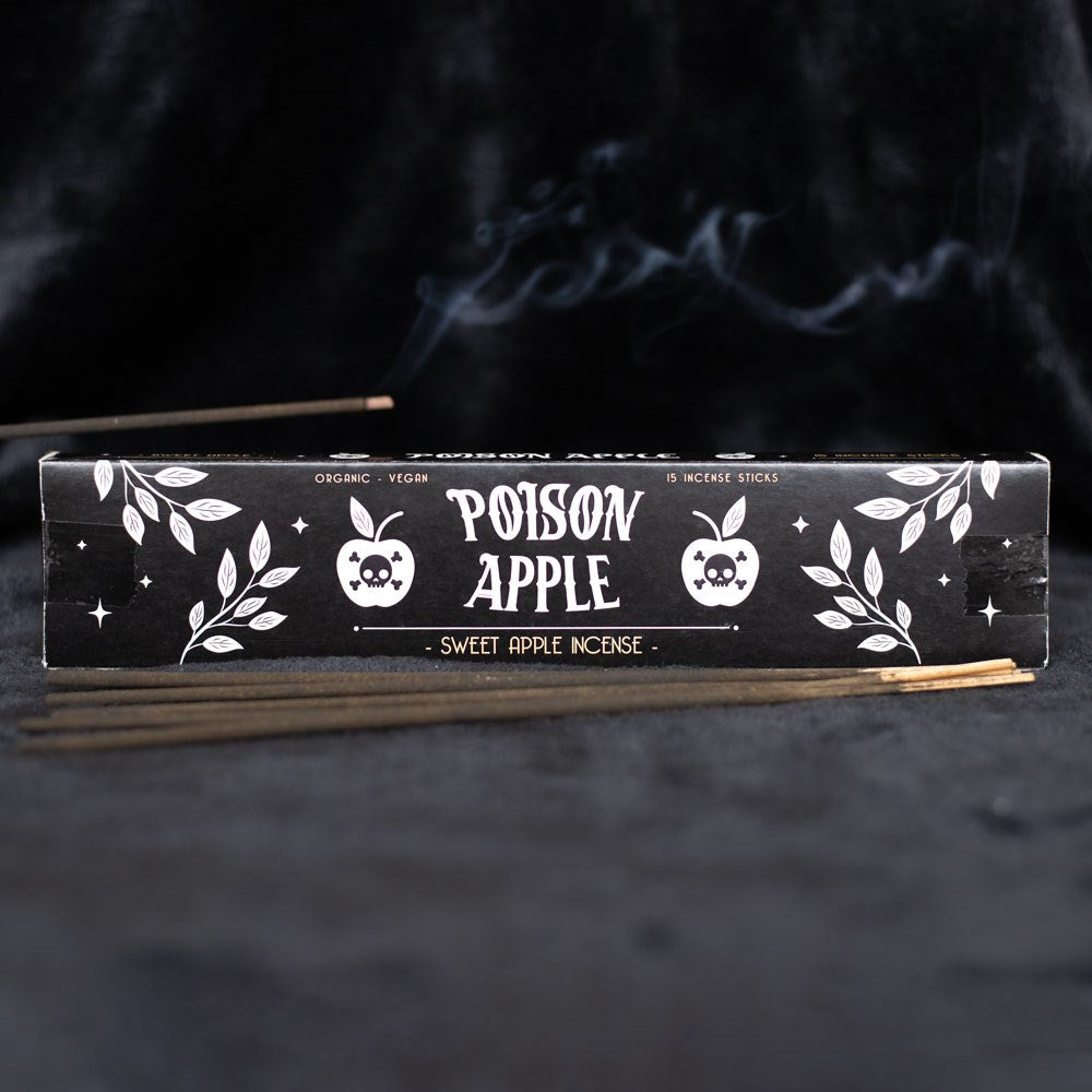 Poison Apple Incense Sticks – Sweet Apple Aroma
Bring a touch of enchantment to your space with our Poison Apple Incense Sticks. Infused with the deliciously sweet and fruity aroma of crisp apples, this captivating scent is perfect for setting an autumnal tone, cozying up on a chilly evening, or adding charm to your Halloween rituals.
Each pack includes 15 hand-rolled incense sticks, crafted in India using vegan, organic, and ethically sourced ingredients. The rich, sweet apple incense aroma fills your ho