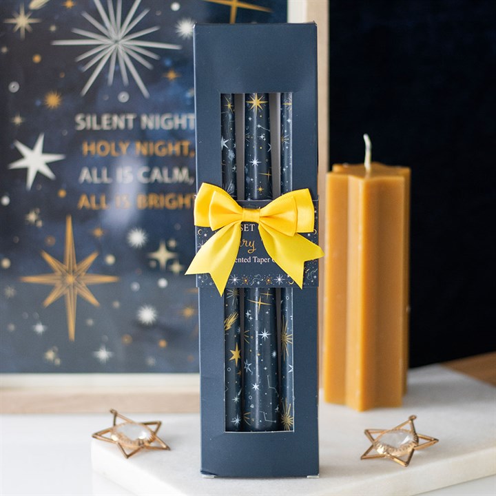 Set of 3 Starry Night Taper Candles – Celestial Home Décor