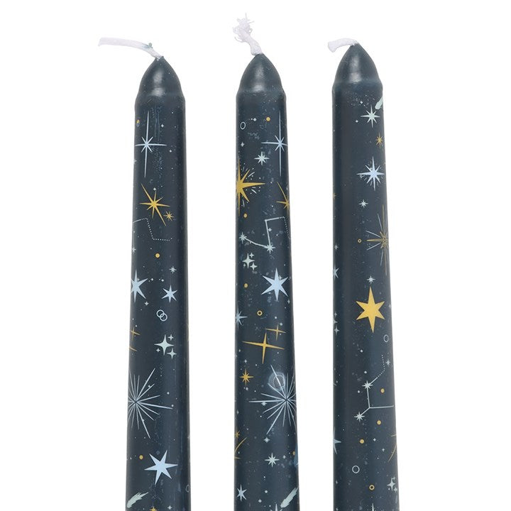 Set of 3 Starry Night Taper Candles – Celestial Home Décor