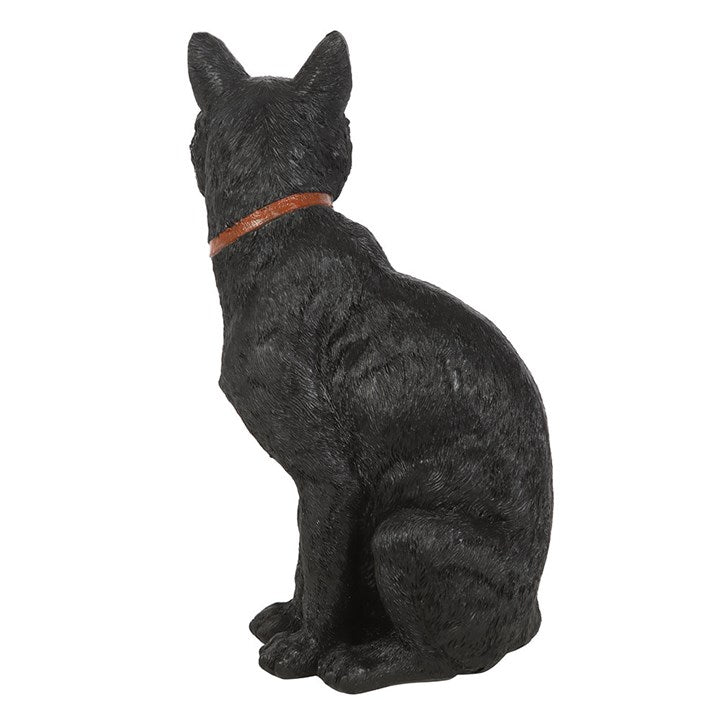 Sitting Black Cat Figurine with Pentacle Collar – Guardian of Witchcraft