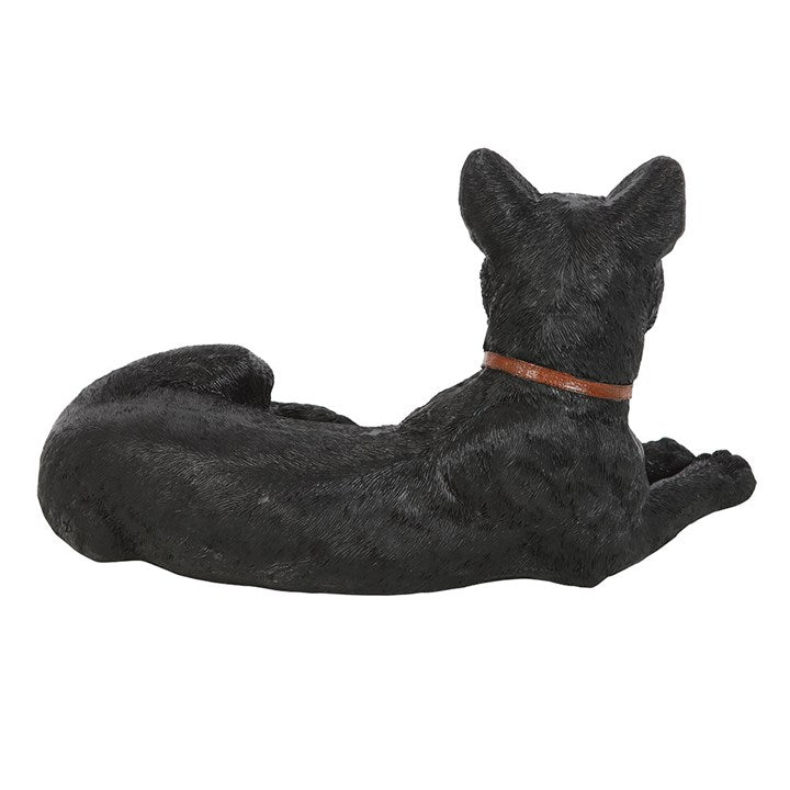 Laying Black Cat Figurine with Crescent Moon Collar – Witch’s Familiar Charm