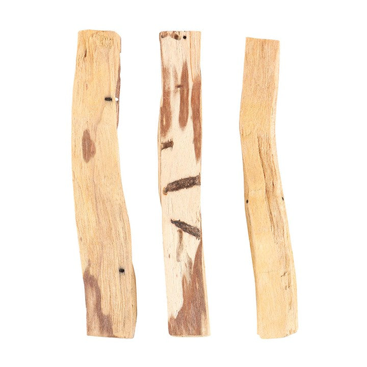 This 50g pack of Palo Santo sticks are traditionally used in spiritual rituals for cleansing and purifying spaces. Known for its sweet, woody scent, these thin sticks are convenient for quick burns or individual use. Simply hold the stick upside down and light the top until there is a small flame. After 1 minute, blow out the flame and place in a fireproof bowl or holder, blowing gently on the embers when required. When in use, the soothing smoke is believed to promote relaxation and positive energy.