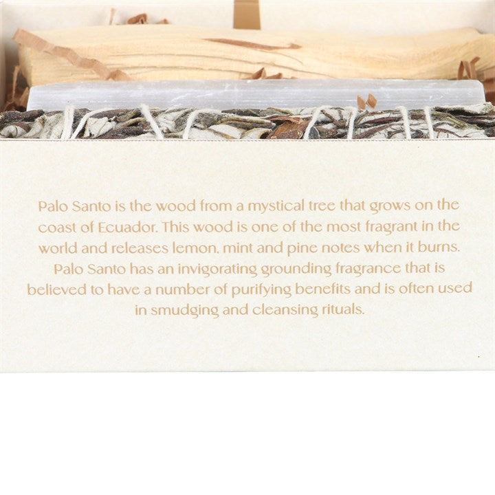 This Yerba Santa crystal energy cleansing kit is designed for powerful spiritual healing and energy purification. It includes Yerba Santa for its protective and nurturing properties, Palo Santo sticks for their sweet, calming smoke, a selenite crystal to recharge the energy of other objects and spaces, and an obsidian crystal to absorb negative energies. Each element supports holistic wellbeing and energy renewal.