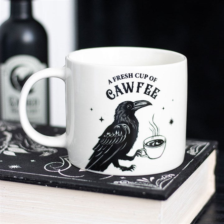 Fresh Cup of Cawfee Raven Mug – Gothic Witchcraft Coffee Cup