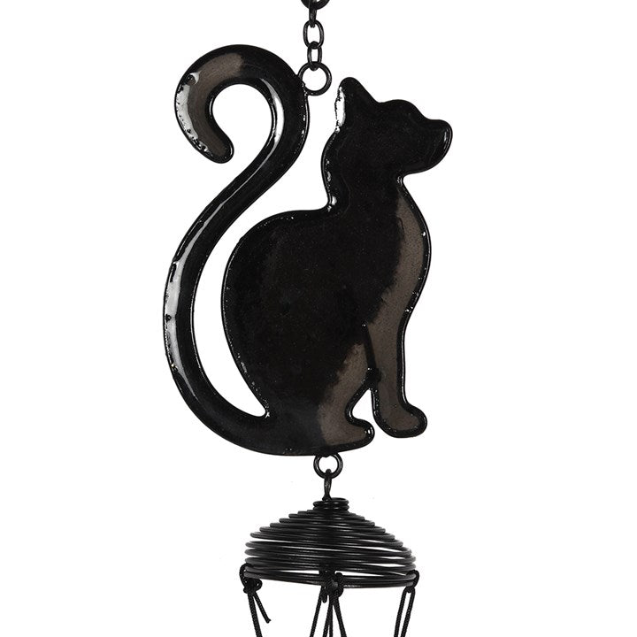 Mystical Black Cat Windchime for Witchy Garden Vibes