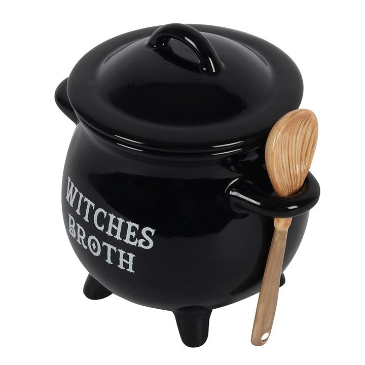 Witches Broth Cauldron Soup Bowl with Broom Spoon – Enchanted Dining