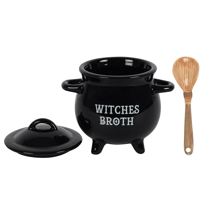 Witches Broth Cauldron Soup Bowl with Broom Spoon – Enchanted Dining