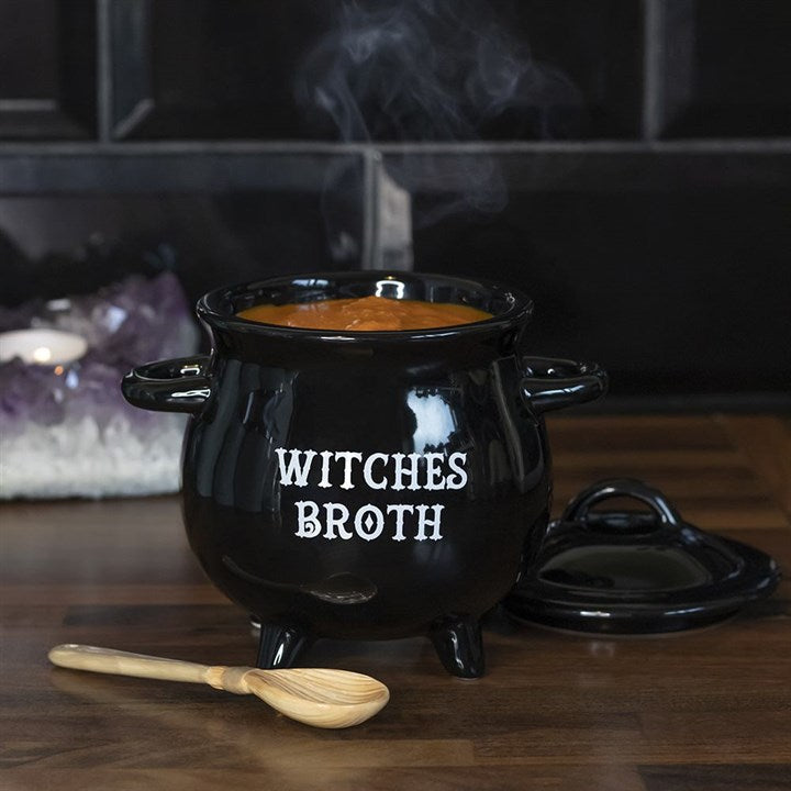 Witches Broth Cauldron Soup Bowl with Broom Spoon – Enchanted Dining