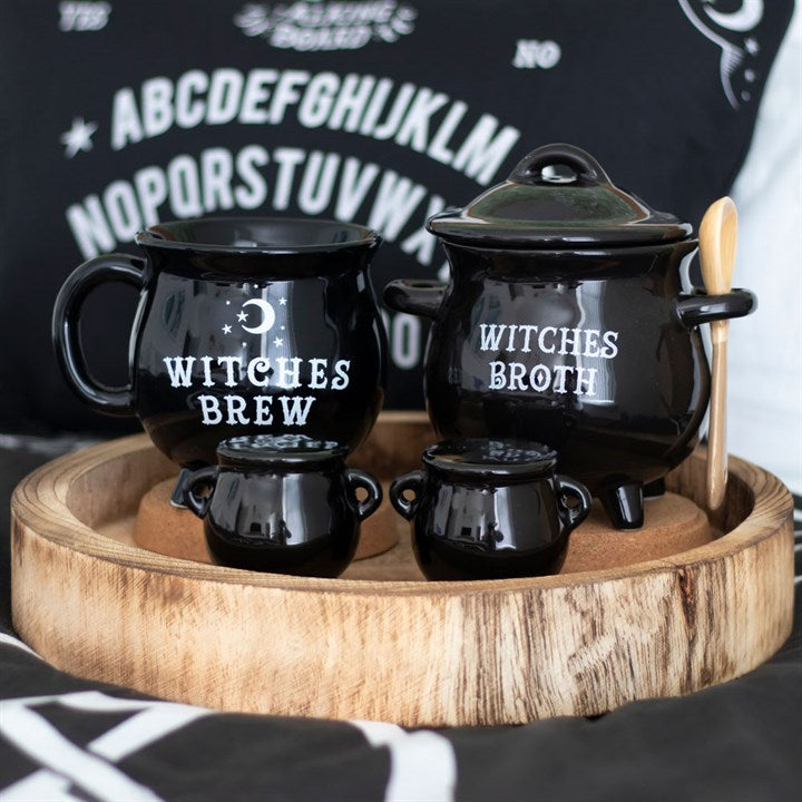 Witches Broth Cauldron Soup Bowl with Broom Spoon – Enchanted Dining