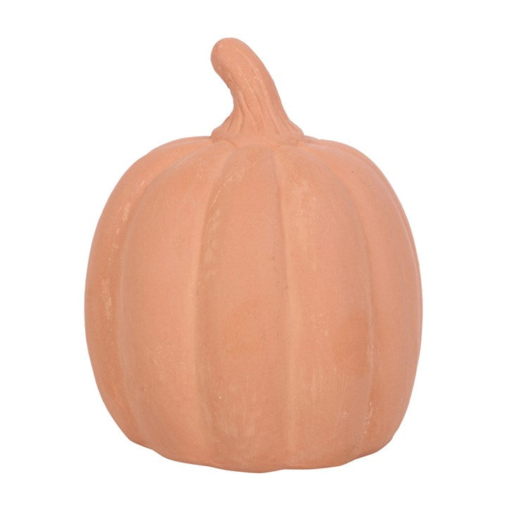 12.5cm Terracotta Pumpkin Tealight Holder – Halloween Deco