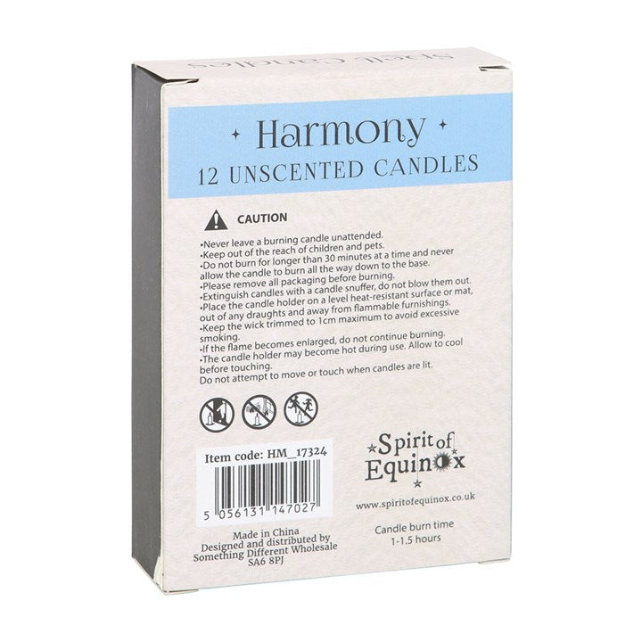 Pack of 12 Harmony Spell Candles – Light Blue Ritual Set