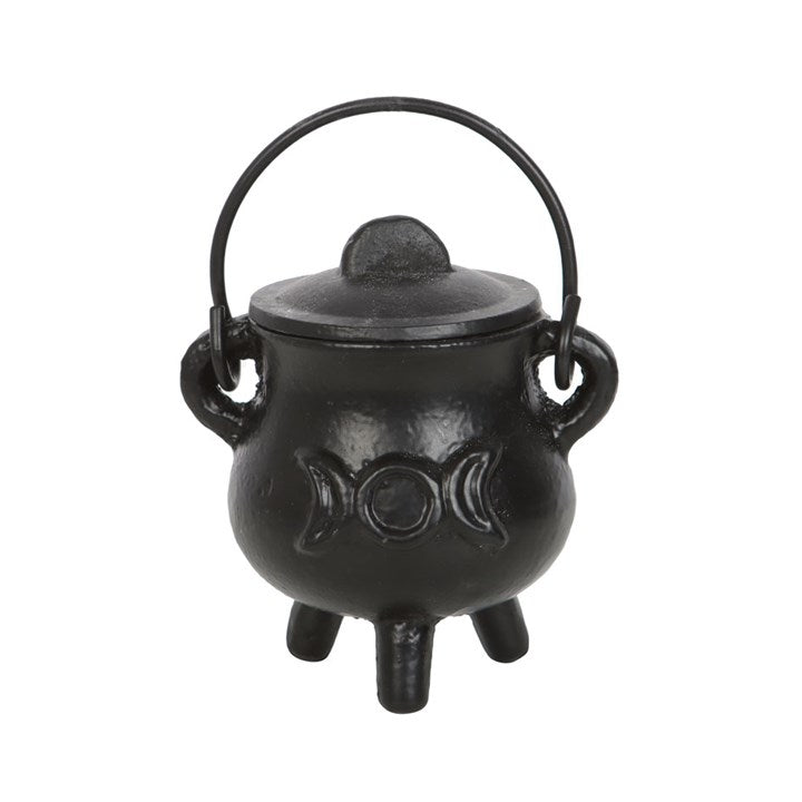 7.5cm Cast Iron Cauldron with Triple Moon – Witch’s Ritual Vessel