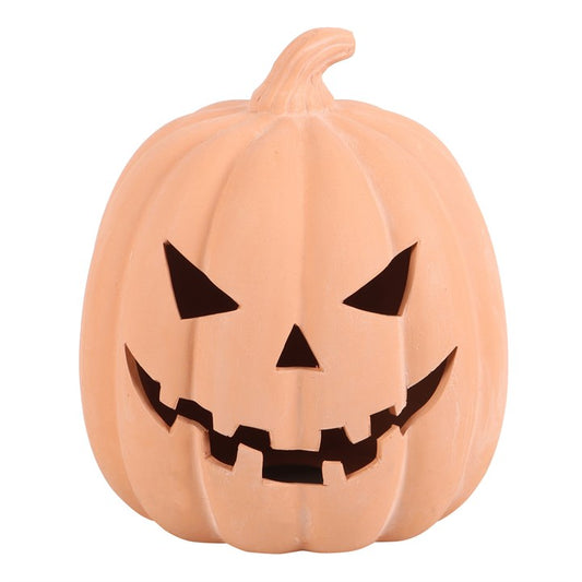 No need for blades or pumpkin guts, dear heart—this 22cm Terracotta Pumpkin Ornament brings the magic without the mess. Handcrafted from earthy terracotta and etched with a classic jack-o’-lantern grin, this spellbinding gourd can haunt your home year after year, no carving required.
Set it by your doorstep or porch to greet mischievous spirits and candy-seeking younglings, or summon some spooky style indoors upon your hearth or windowsill. Sturdy and weather-worn like an old witch’s cauldron, it withstand
