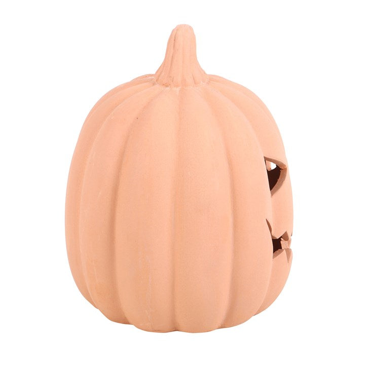 15cm Terracotta Pumpkin Ornament – No-Carve Halloween Decor