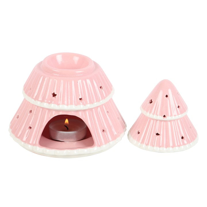 Pink Christmas Tree Oil Burner and Wax Warmer – Modern Festive Glow