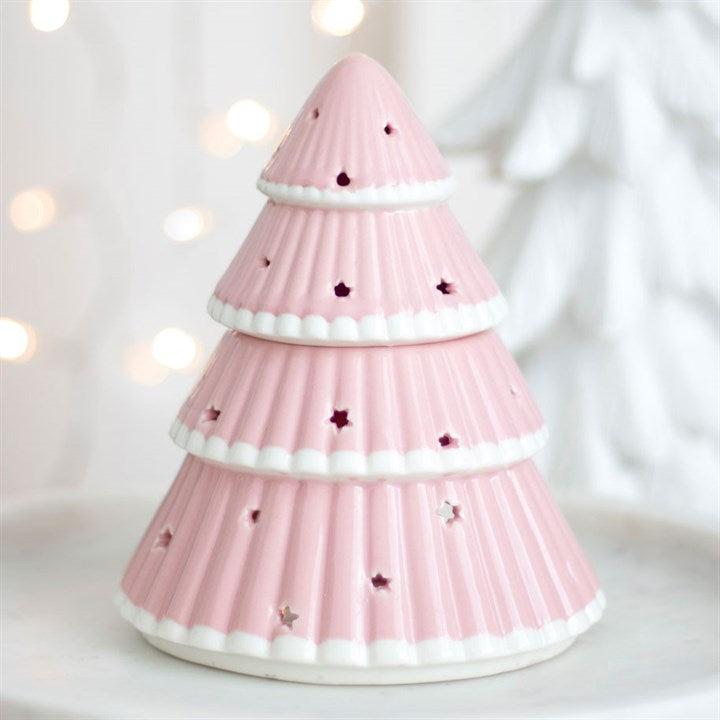 Pink Christmas Tree Oil Burner and Wax Warmer – Modern Festive Glow
