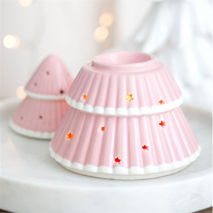 Pink Christmas Tree Oil Burner and Wax Warmer – Modern Festive Glow