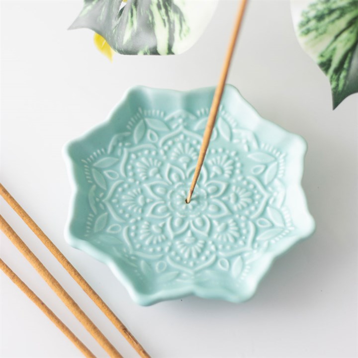 Blue Mandala Incense Stick Holder – Ceramic Spiritual Decor