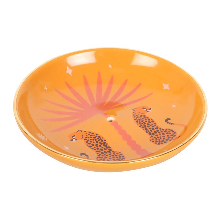 Add flair to your space with this orange Leopard Palm Incense Holder. A chic, functional décor piece perfect for burning incense in any room.
