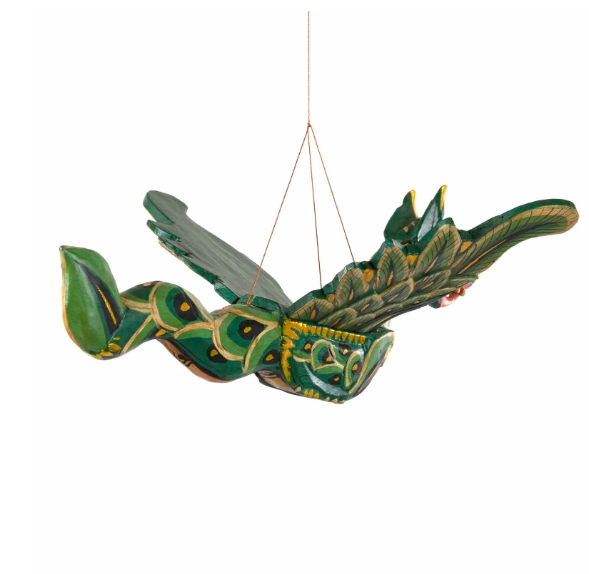 Summon fierce protection and ancient wisdom with this Flying Dragon Spirit Guardian Mobile, a powerful symbol of courage, strength, and spiritual guardianship. Handcrafted in Bali and painted in vibrant colours with shimmering gold accents, this dragon is more than décor—it is a sacred protector.