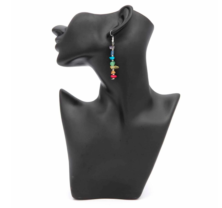 Let thy energy flow, pure and balanced, with these radiant Chakra Stick Earrings. 🌈✨
Each earring is adorned with seven vibrant stones, harmoniously stacked to represent the seven sacred chakras—from root to crown. Handcrafted in the mystical lands of Peru, these earrings are more than adornment; they are tools of alignment, colour magick, and energy protection.
Lightweight and full of soul, they dangle gracefully, catching light and attention while keeping your spiritual center's in balance. Whether wor