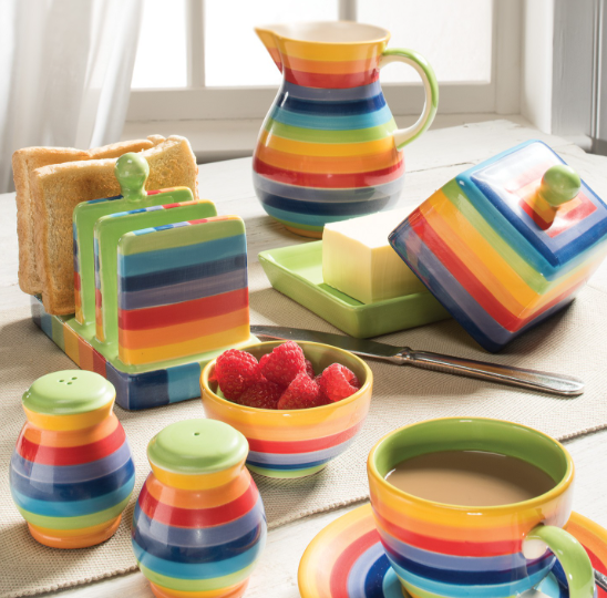 Rainbow Stripe Egg Cup – Hand Painted Ceramic by Rainbow Teapot