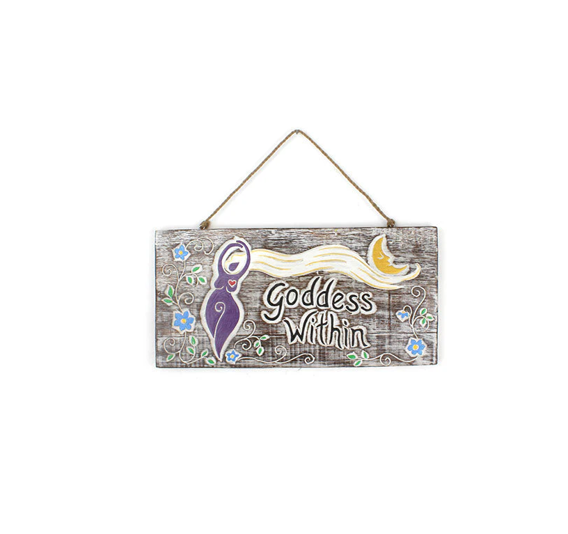 Handcrafted "Goddess Within" Rustic Wall Plaque – Sacred Feminine Power