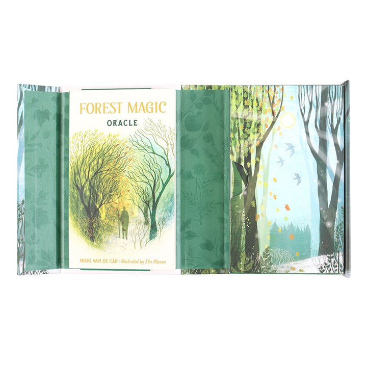 Step into the enchanted realm of green witchcraft with the Forest Magic Oracle by Nikki Van De Car. This 40-card deck, beautifully illustrated by Elin Manon, invites you to connect with the ancient wisdom of trees, plants, and woodland spirits. Guided by the cycles of the Oak King and Holly King, each card offers grounded insight, healing energy, and nature-based magic. The accompanying 88-page guidebook provides rituals, meanings, and spreads to deepen your practice. Housed in a magnetic closure case, this